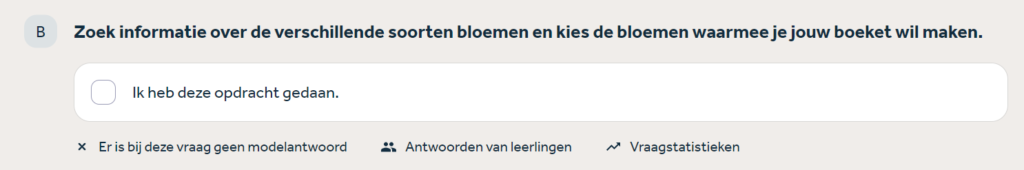 Printscreen van de afvinkvraag in Learnbeat